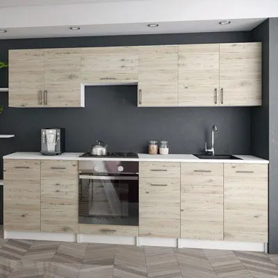 Produktbild von KÜCHE KÜCHENZEILE KÜCHENBLOCK MODERN 240 CM Einbauküche eiche bordeaux