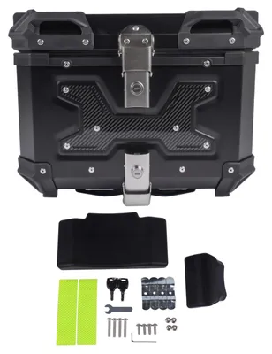 Image de Solidchoice - Top-boîte de 45 litres pour moto, de couleur noire mate avec effet carbone