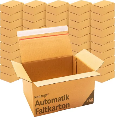 Produktbild von Konzept 11 - Versandkarton 30x20x15cm Set 50 Stk. Faltkartons mit Deckel Selbstklebend, Kleine Kartons zum Verschicken, Verpackung, DHL Päckchen S Verschiedene Größe