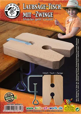 Produktbild von Kids at Work Laubsägetisch mit Klemme für Kinder - Werkbank Zubehör