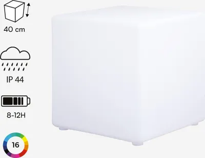 Immagine prodotto di Lampada a cubo LED colore bianco con batteria ricaricabile, Multicolore
