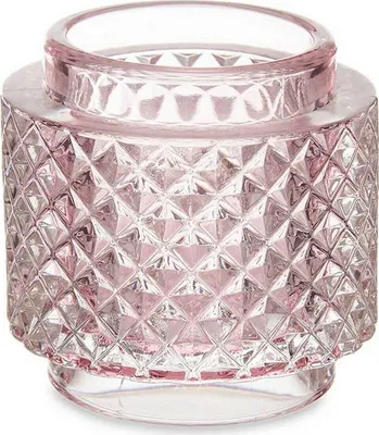 Obrázek produktu pro Miska na svíčku 9 x 8,8 x 9 cm Růžové sklo