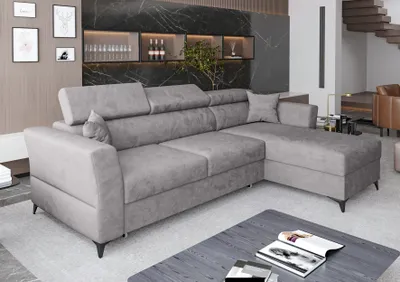 Image de AX LIVING Canapé d'angle avec fonction sommeil Ribella 265 cm gris D