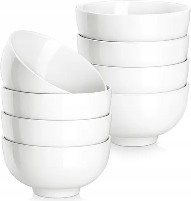 Image de Saladiers en porcelaine blanche, lot de 8, 300 ml