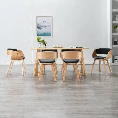 Produktbild von The Living Store Esszimmerstühle 6 Stk. Schwarz Bugholz und Kunstleder