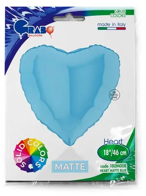 Zdjęcie produktu dla Balon Foliowy - Niebieskie, błękitne Serce 46 cm, Matowe Grabo