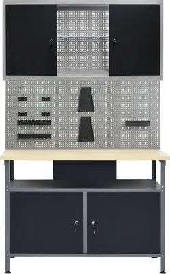 Produktbild von vidaXL Werkbank mit 3 Werkzeugwänden und 1 Wandschrank