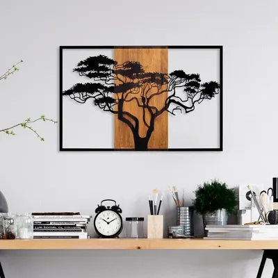 Produktbild von Dekorativní nástěnný dřevěný doplněk Acacia Tree - 388, Ořech, Černá