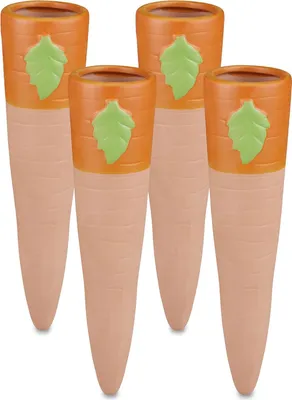 Produktbild von Relaxdays Tonspitzen Bewässerung, 4er Set, Tonkegel für 1,5 l PET Flaschen, für Balkonkästen & Topfpflanzen, terrakotta