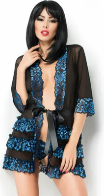 Immagine prodotto di Chilirose - Cr 3837 Pegnoir Blu E Nero S/M