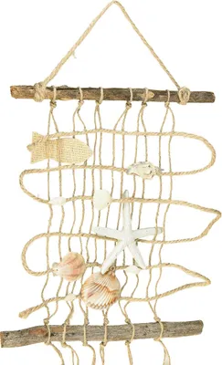 Produktbild von Fischernetz Jute Muscheln Holz Deko 25×55cm Hängend