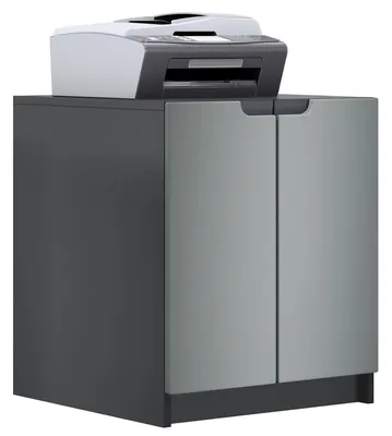 Produktbild von Vladon Druckerkommode Logan, Germany, Aktenschrank mit 2 Fächern und 2 Türen, Korpus in Schwarz matt, Fronten in Graphit seidenmatt (51 x 60,5 x 54 cm)