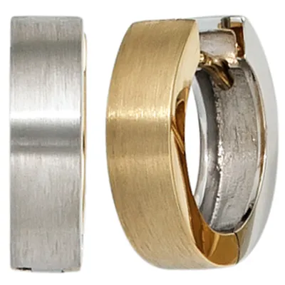 Produktbild von JOBO Creolen rund 585 Gold Gelbgold Weißgold kombiniert teilmattiert Ohrringe