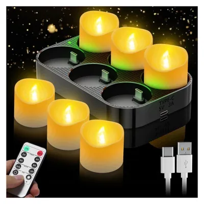 Image de Lot de 6 bougies LED rechargeables avec télécommande et minuterie