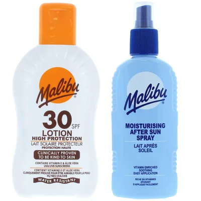 Zdjęcie produktu dla Malibu SPF30 Wodoodporny Balsam 200ml + Balsam W Sprayu Po Opalaniu 200ml