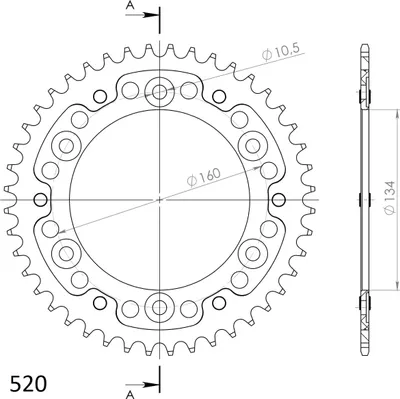 Produktbild von Stealth-Kettenrad Supersprox 520 - 43Z (rot) RST-1308:43-RED|ID 134,0 LK 160,0 6-Loch