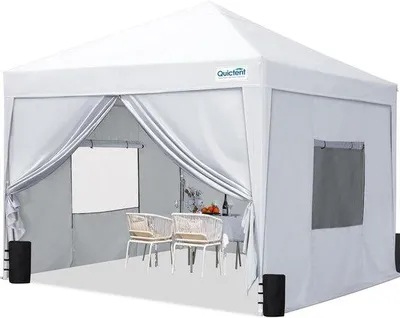 Produktbild von Famanu Faltpavillon - Pop-up Zelt mit 4 Seitenwänden - 3 x 3 Meter - Weiß