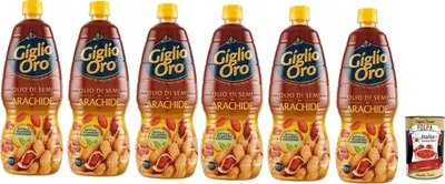 Produktbild von Carapelli Giglio Oro Olio di Semi di Arachide Erdnussöl Speiseöl Frittieröl 100% Italienisches Öl 6x 1Lt + Italian Gourmet polpa 400g