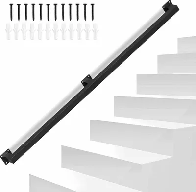 Obrázek produktu pro Jayseuw zábradlí schodiště zábradlí set kovové černé práškově lakované schodiště zábradlí snadno čistitelné a odolné 120cm schodiště zábradlí