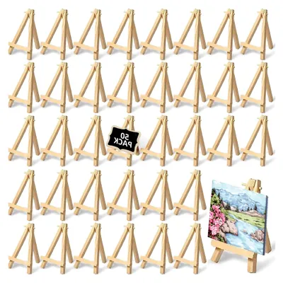 Produktbild von 50 Stück Mini Staffelei, 8 x 15 cm, kleine Tischstaffelei aus Holz für Tischdekoration, Malerei, Fotoalbum, Hochzeitsdekoration