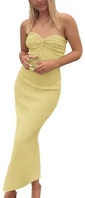 Produktbild von Sdencin Damen, y Bandeau-Kleid, y, gedrehte Knoten, vorne, gerippt, figurb