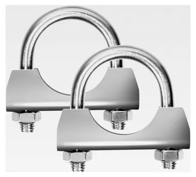 Produktbild von 2 Stück Edelstahl Auspuff U-Klemmen 32MM (1-1/4in) mit Sattelflansch für Auspuffendrohre