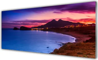 Produktbild von Glasbilder 125x50 Wandbild Druck auf Glas Meer Strand Gebirge Landschaft