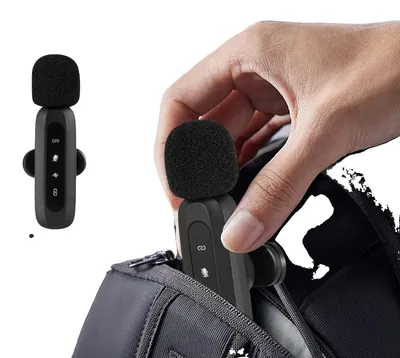 Obrázok produktu pre Bezdrôtový klopový mikrofón, kompatibilný s iOS a Android, s potlačením šumu, čierny