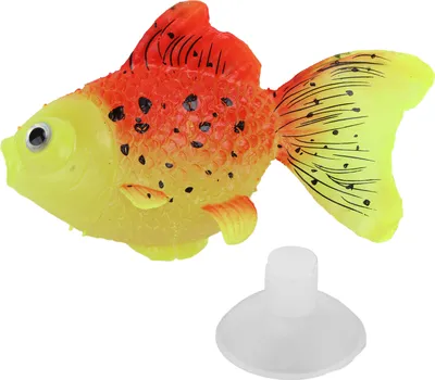 Productafbeelding van Kunstmatige vis met lichteffect, siliconen nagebootste goudvis voor aquarium en vissenbak, realistische dierendecoratie, model GF03