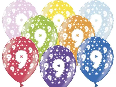 Image de 6 ballons chiffre 9 anniversaire multicolore
