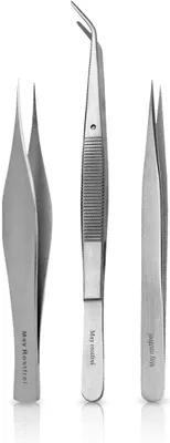 Produktbild von 3in1 Edelstahl Pinzetten Set: Zeckenzange (Hund/Katze), Splitterpinzette