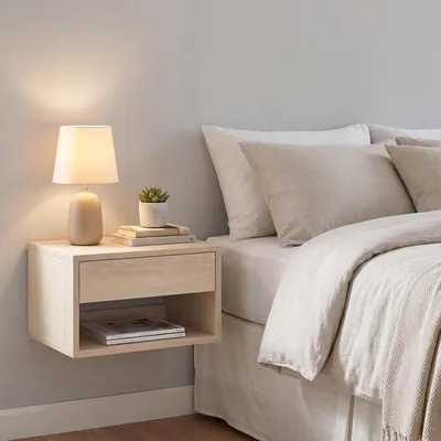 Produktbild von VASAGLE Nachttische 2er Set Modern Schwebend mit Schublade 40 x 35 x 23 cm Travertinbeige