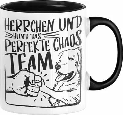 Produktbild von Herrchen Und Hund Das Perfekte Choas Team Tasse Geschenk für Hundebesitzer Geschenkidee (Schwarz)