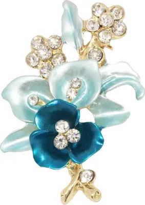 Produktbild von Elegante Frauen Strass Blume Emaille Brosche Pin Strickjacke Schal Corsage Schmuck-Blau