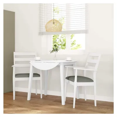 Produktbild von Esszimmerstühle mit Kissen 2 Stück, Weiß, Massivholz Gummibaum, Küchenstuhl, Beistellstuhl, Essstuhl, Wohnzimmerstuhl, Restaurantstuhl