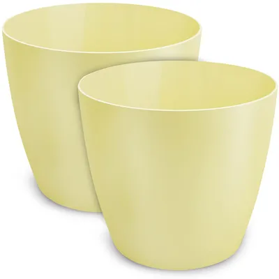 Produktbild von Set aus 2 gelben Pflanzentöpfen, 18 cm