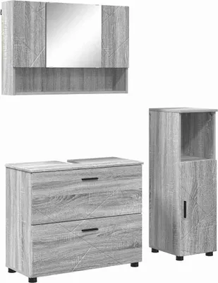 Obrázek produktu pro Sada koupelnového nábytku se zásuvkou 3 pcs Šedá Sonoma