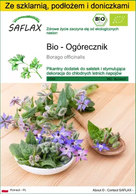 Zdjęcie produktu dla SAFLAX - Zestaw do uprawy - Bio - Ogórecznik - 40 Nasiona - Z mini szklarnią, podłożem uprawowym i 2 doniczkami - Borago officinalis