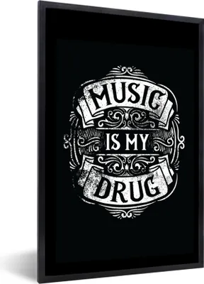 Produktbild von MuchoWow® MuchoWow® Gerahmtes Poster Musik - Retro - Zitat 40x60 cm - Poster mit zchwarzem Bilderrahmen - Papierdruck - Wandbilder