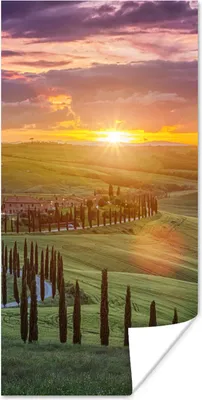 Produktbild von MuchoWow® Poster Italien - Sonnenuntergang - Toskana 60x120 cm - Wandschmuck