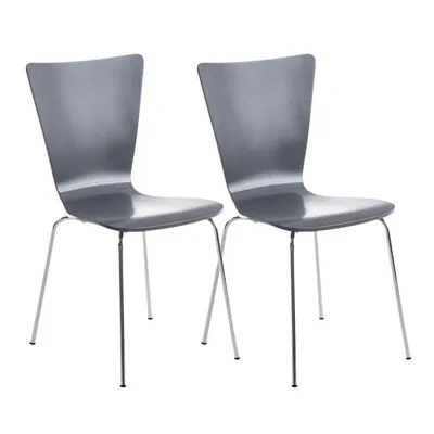 Produktbild von 2er-Set Besucherstuhl CP613, Konferenzstuhl, Stapelstuhl, Holz grau