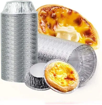 Image de Moules à tartelettes jetables en aluminium, 7 cm de diamètre, moules à cupcakes pour pâtisseries, flans, tartelettes.
