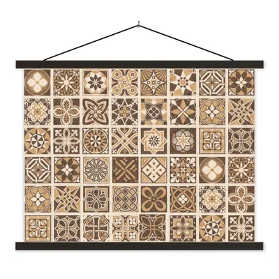 Produktbild von MuchoWow® Textilposter Design - Blumen - Braun - Natur - Vintage 60x45 cm mit schwarzem Rahmen - Poster Schlafzimmer