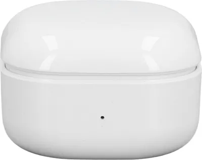 A white charging case for earbuds.