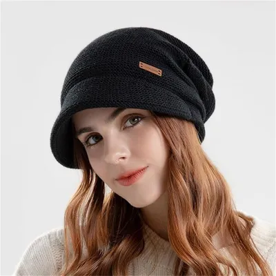 Produktbild von Damen-Wollmütze Wintermütze Warme Strickmütze