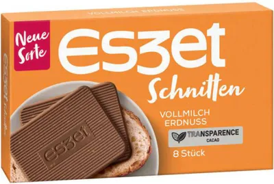Produktbild von Eszet Schnitten Vollmilch Erdnuss mit gehackten Erdnüssen 75g