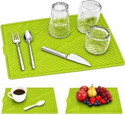 Silikon-Abtropfmatte für Geschirr, 39×25 cm, selbsttrocknend