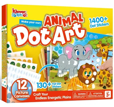 Productafbeelding van Sticker-knutselset voor kinderen, dieren in stipkunst, creatieve doe-het-zelf set vanaf 3 jaar, reisspeelgoed