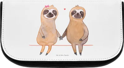 Produktbild von Mr. & Mrs. Panda Kulturtasche Faultier Pärchen - Weiß - Geschenk, kulturtäschchen, schmink organizer, kosmetiktäschchen, Lieblingstier, Liebe, Kulturbeutel, Liebespaar