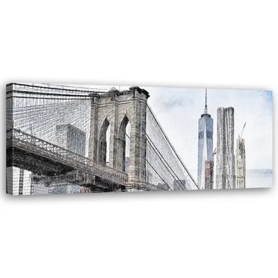 Produktbild von Leinwandbild Brooklyn Bridge 150x50 Feeby Grau bild für die wand bereit zum aufhängen